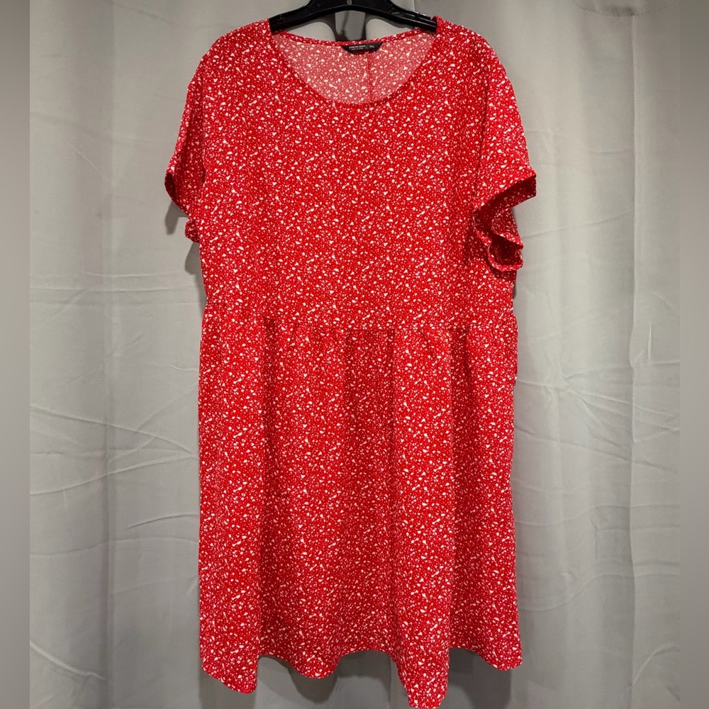 NWOT SHEIN Red and White Speckled Mini Dress